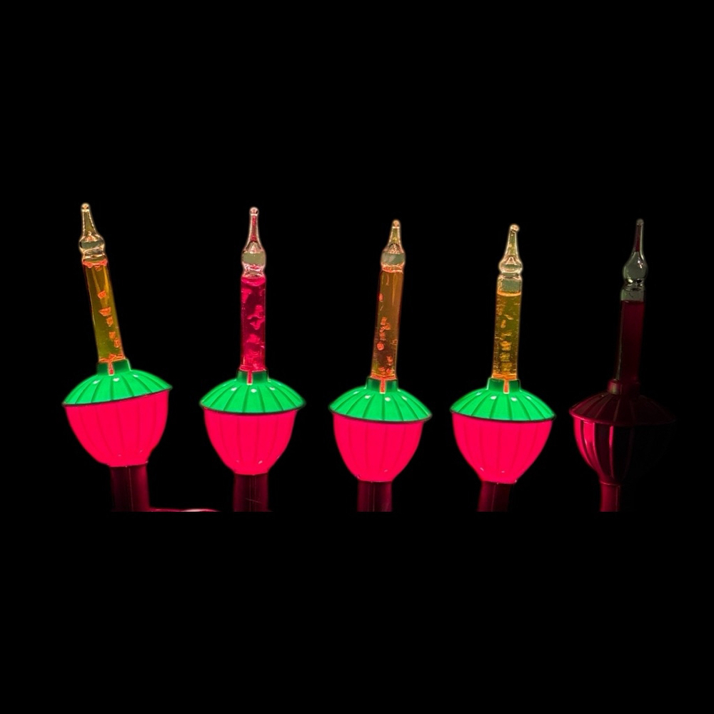 Vintage 5 Christmas Bubble Lights Holiday No Wires Lights Only